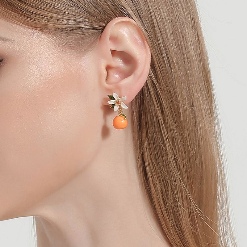 Earring Clip-On / Flower Drop Rhinestone