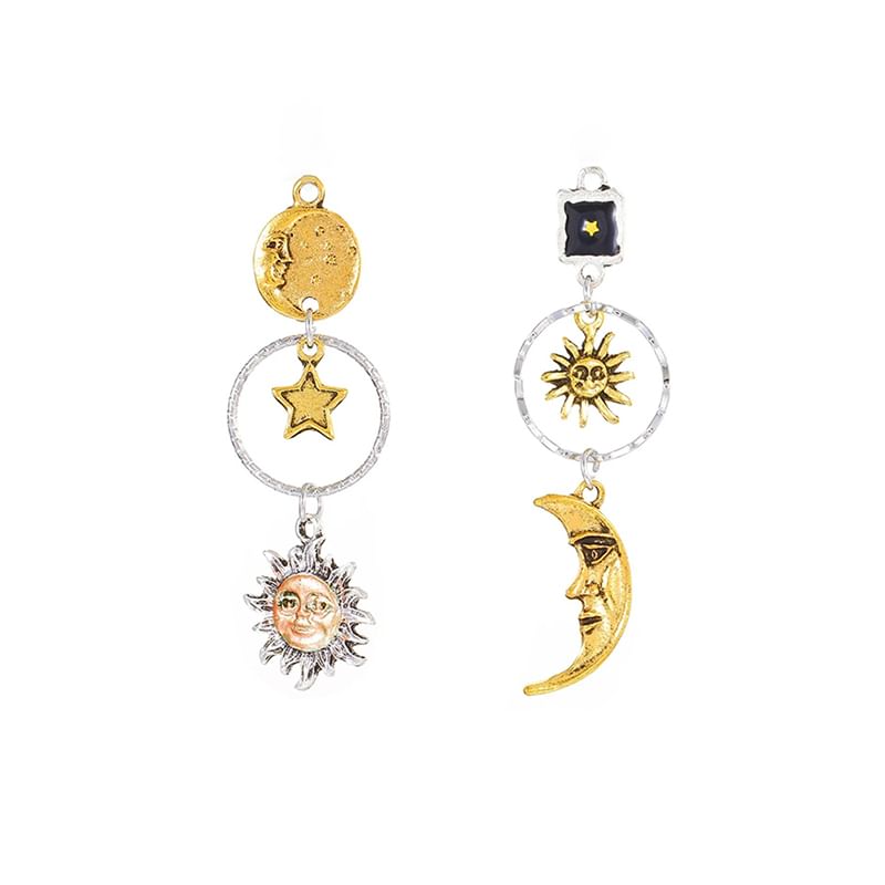 Earring Sun Drop / Moon Asymmetrical Clip-On