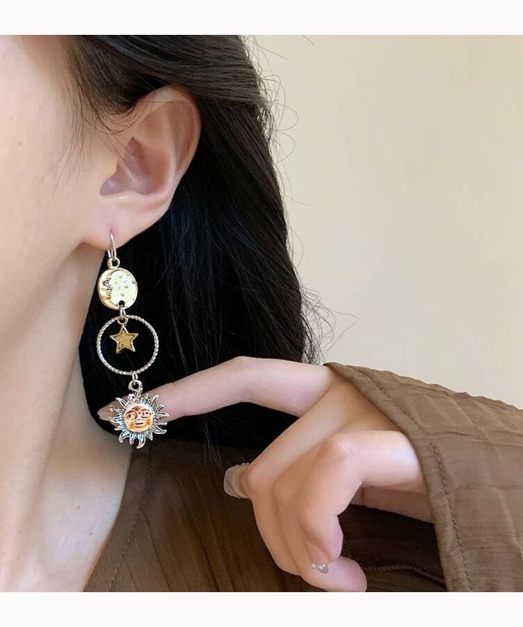 Earring Sun Drop / Moon Asymmetrical Clip-On