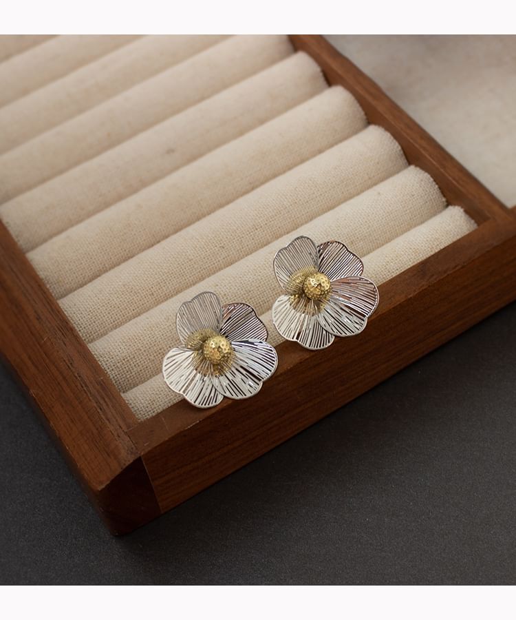 Earring Flower Ear Stud Clip-On /