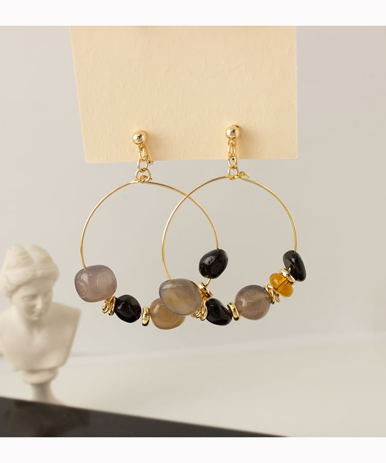 Hoop Irregular Beaded Hook Clip-On / Earring Drop