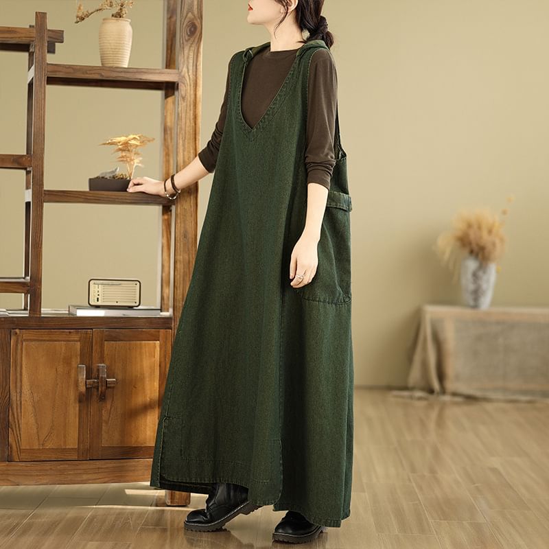 V-Neck Sleeveless A-Line Maxi Dress