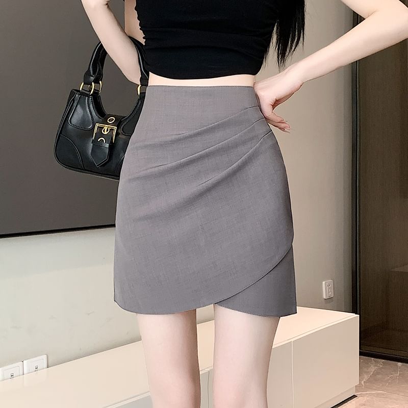 Asymmetrical High-Rise Mini Pencil Skirt