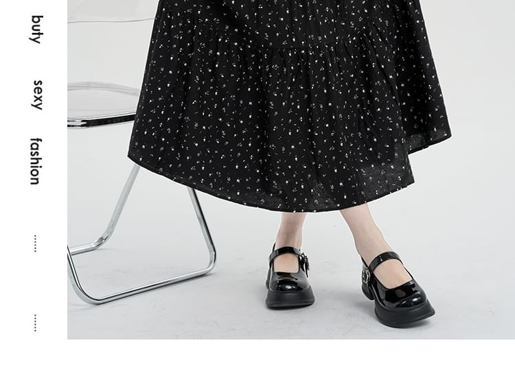 Tiered Waist Floral Elastic A-Line Skirt Midi