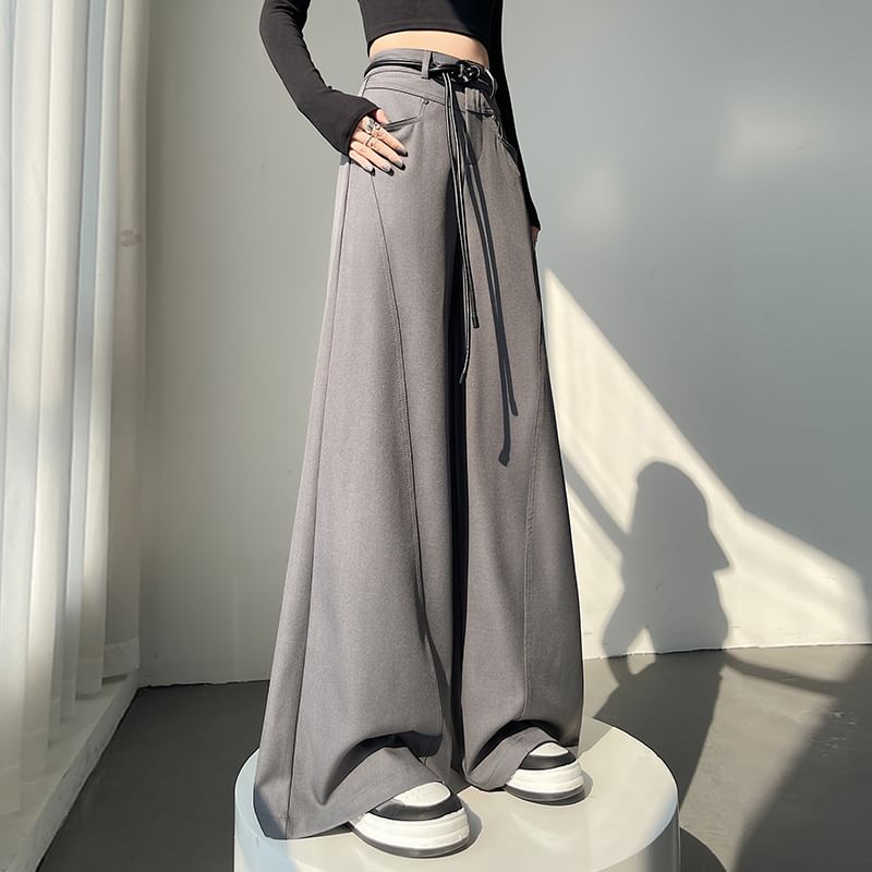Dress Waist Wide Plain High (Various Designs) Pants Leg