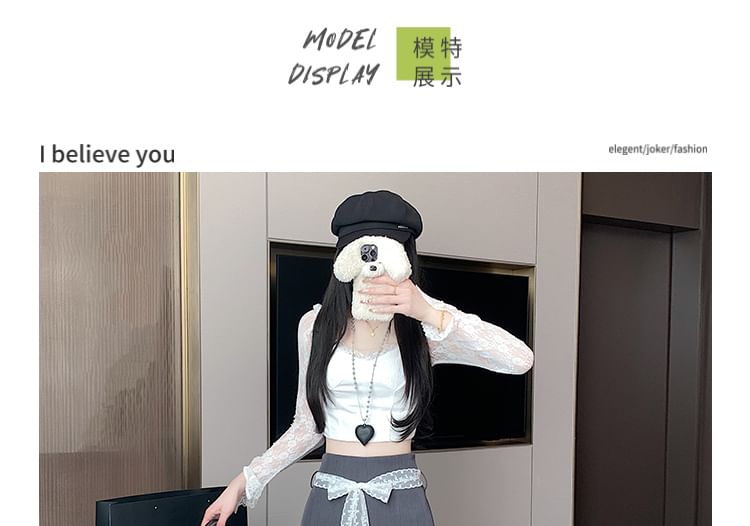 Skort High Lace Panel Waist