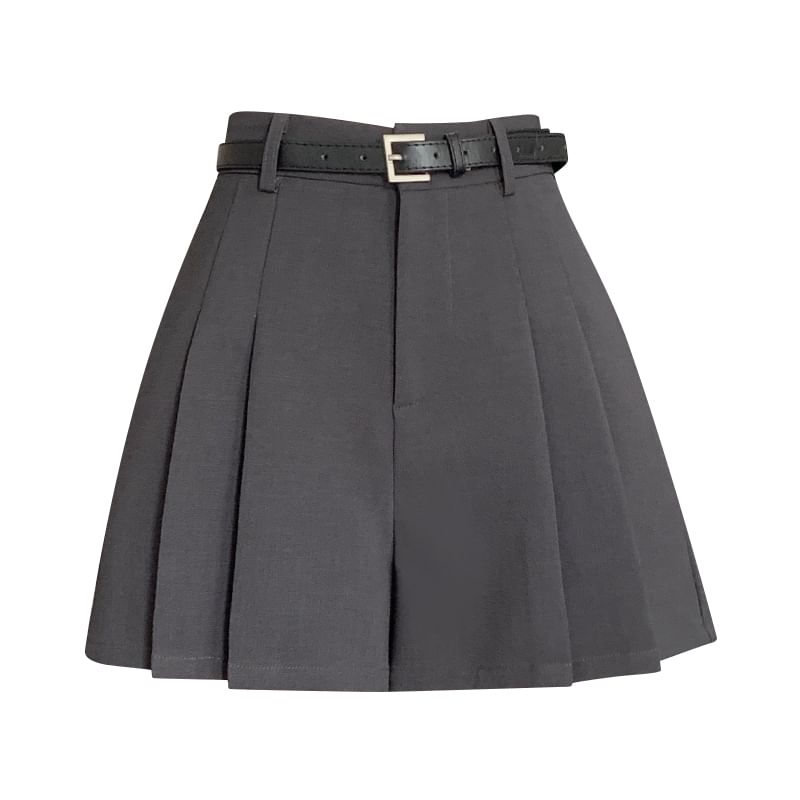 Waist Skort High Pleated Plain