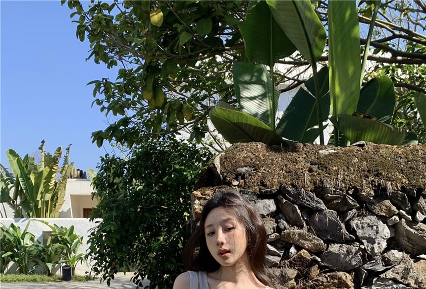 Tone T-Shirt Cold-Shoulder Two-Piece Long-Sleeve Two Mock