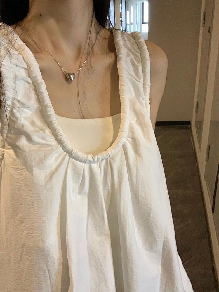 Sleeveless Scoop Neck Plain Maxi Sundress