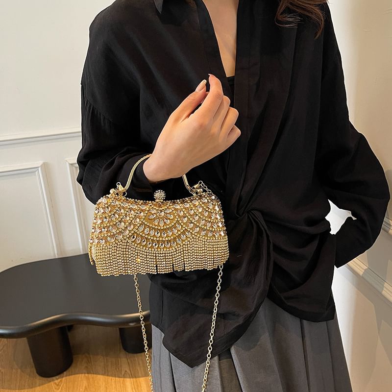 Bag Crossbody Chain Rhinestone Tasseled