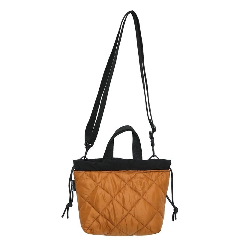 Quilted Bag Crossbody Drawstring Two-Tone