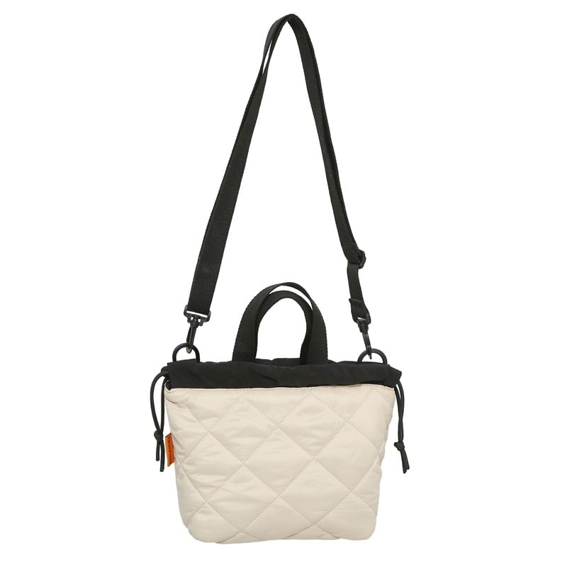 Quilted Bag Crossbody Drawstring Two-Tone