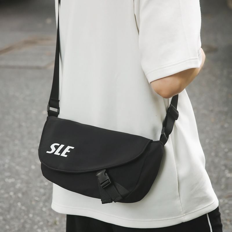 Bag Two-Tone Crossbody Lettering Flap Buckled