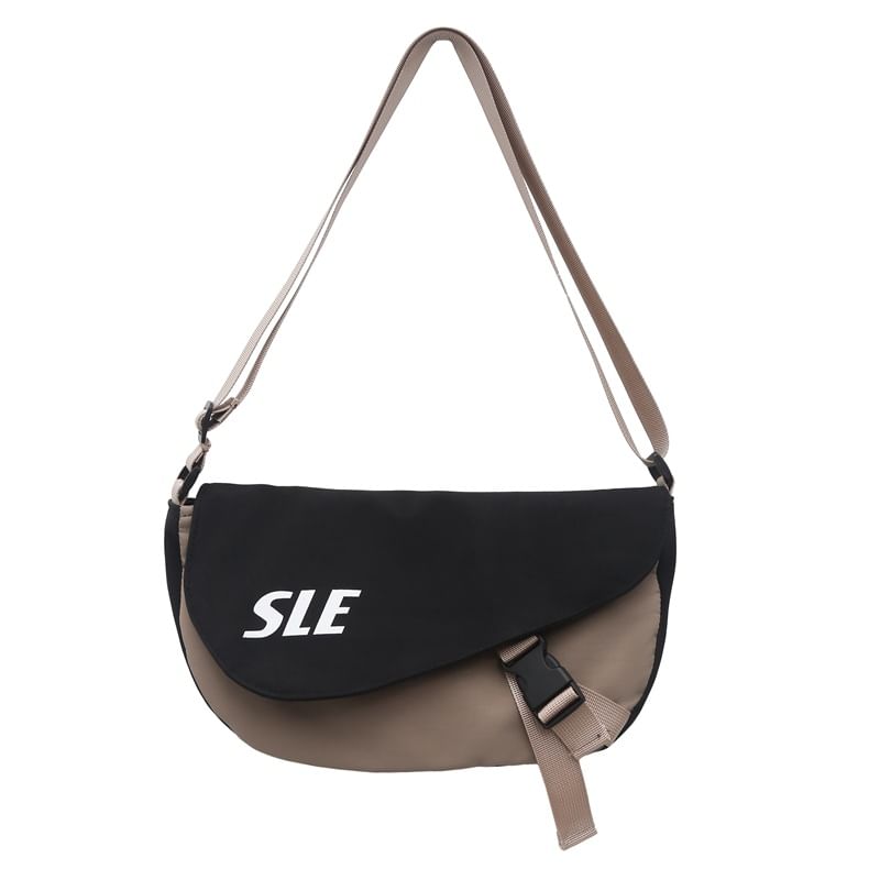 Bag Two-Tone Crossbody Lettering Flap Buckled