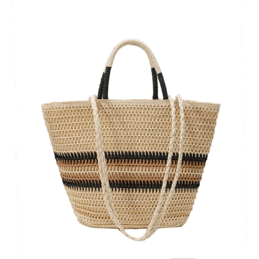 Striped Bag Top Handle Crossbody Woven