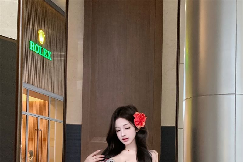 Print Designs) Bodycon (Various Shoulder Off Dress Flower