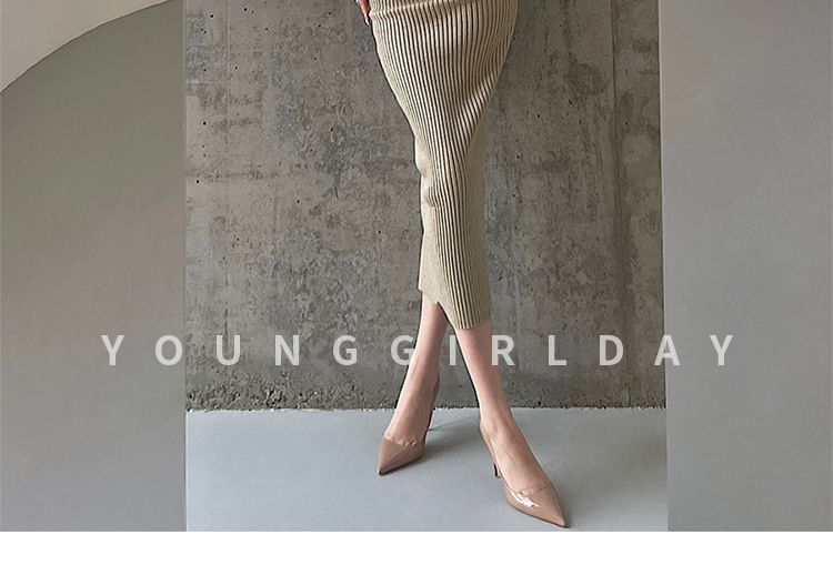 Cutout Halter Neck Knit Bodycon Maxi Dress