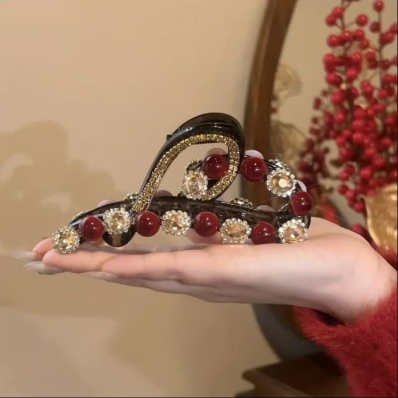 Claw Bead Rhinestone Heart Hair