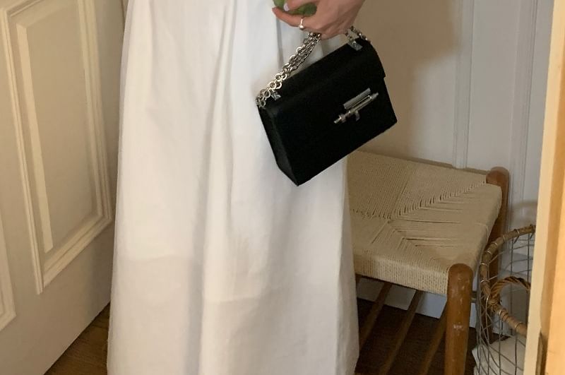 Ruffle Off Shoulder Short Sleeve A-Line Maxi Dress