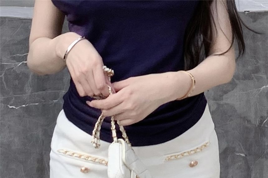 Waist Hot Chained Plain High Pants