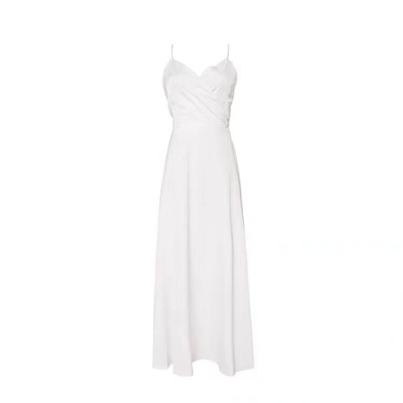 Backless Spaghetti Strap V-Neck A-Line Maxi Dress