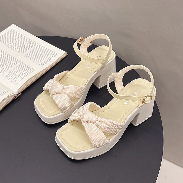 Knot Platform Chunky Heel Sandals