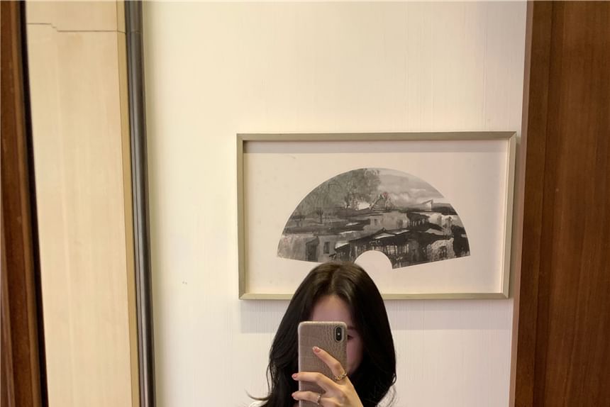 Square Short Blouse Front Tie Plain Peplum Neck Sleeve