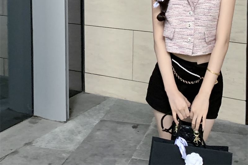 Sleeveless Crop Collared Lapel Vest