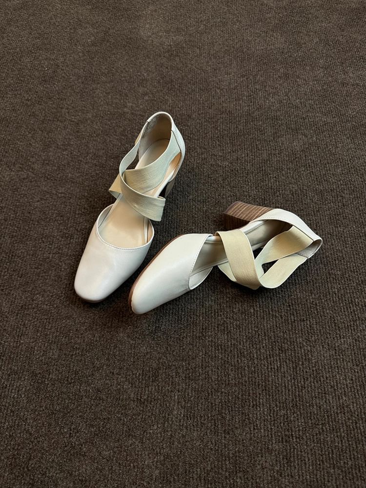 Jane Shoes Cross Strap Heel Chunky Mary