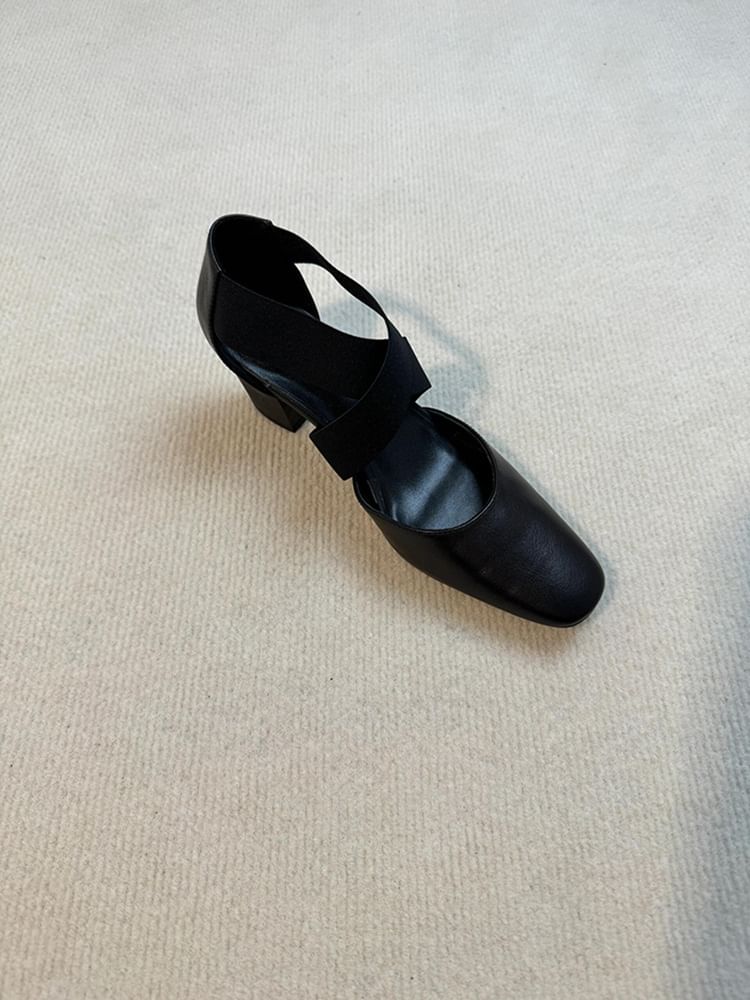 Jane Shoes Cross Strap Heel Chunky Mary