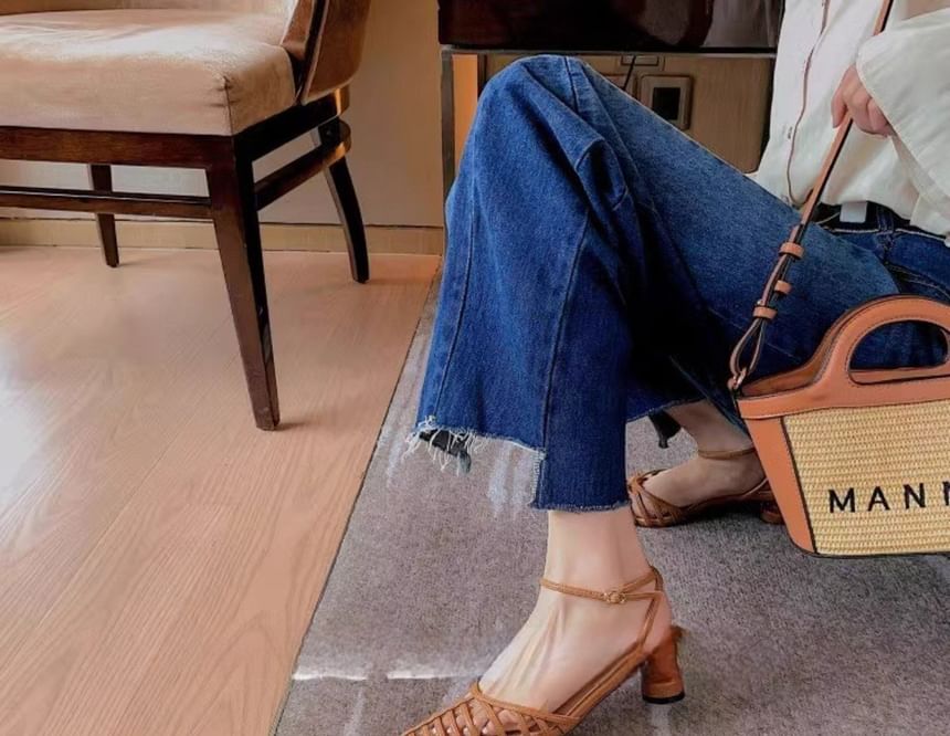 Woven Sandals Round Heel Pointy