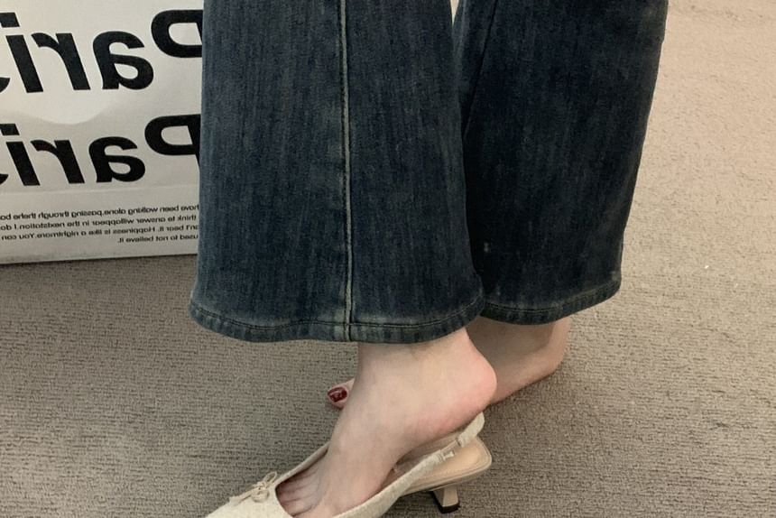 Heel Bow Kitten Pointy Slingback Sandals