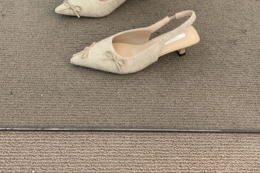 Heel Bow Kitten Pointy Slingback Sandals