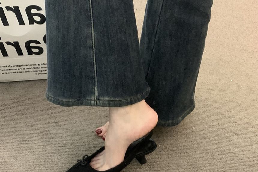 Heel Bow Kitten Pointy Slingback Sandals