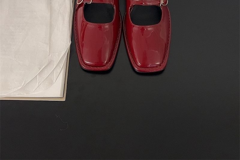 Jane Heel Mary Chunky Shoes Square-Toe