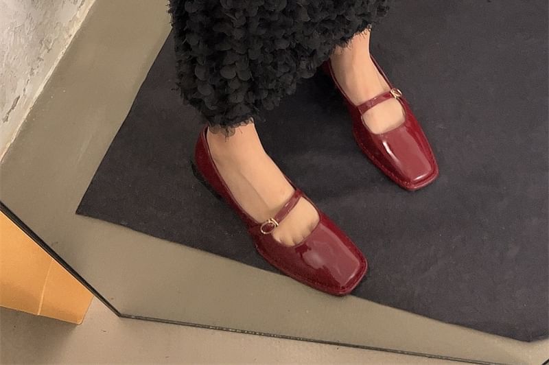 Jane Heel Mary Chunky Shoes Square-Toe