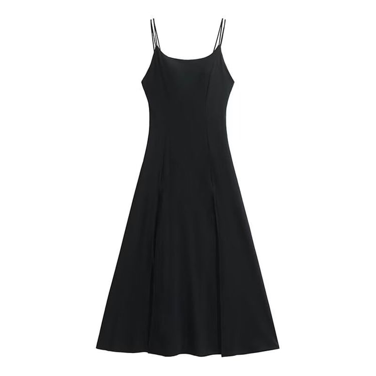 Split Spaghetti Strap A-Line Maxi Dress