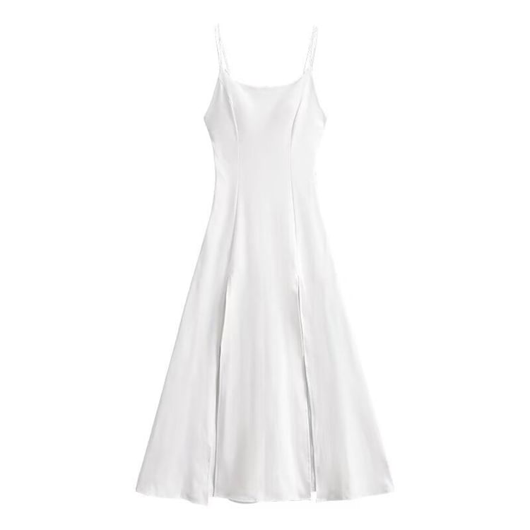 Split Spaghetti Strap A-Line Maxi Dress