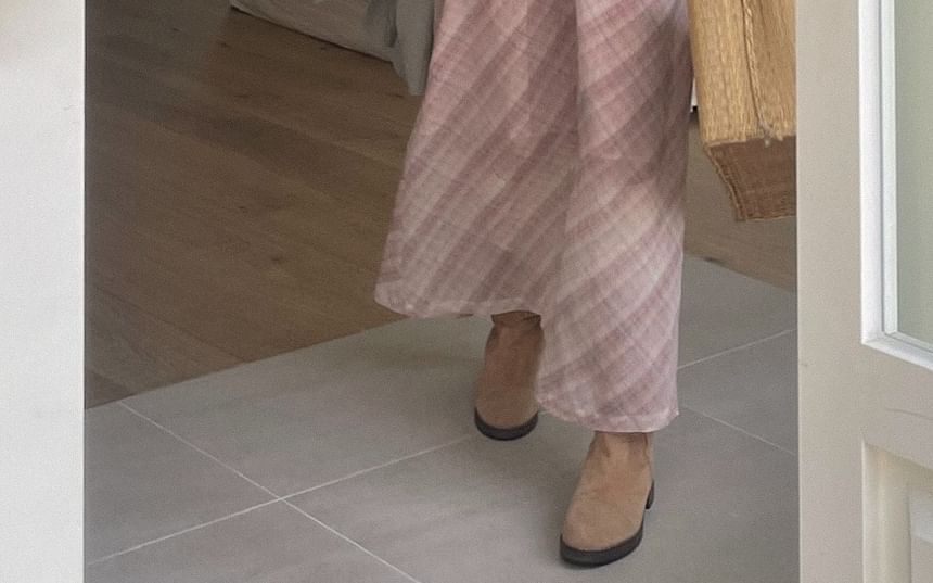 Plaid Spaghetti Strap V-Neck Maxi Dress