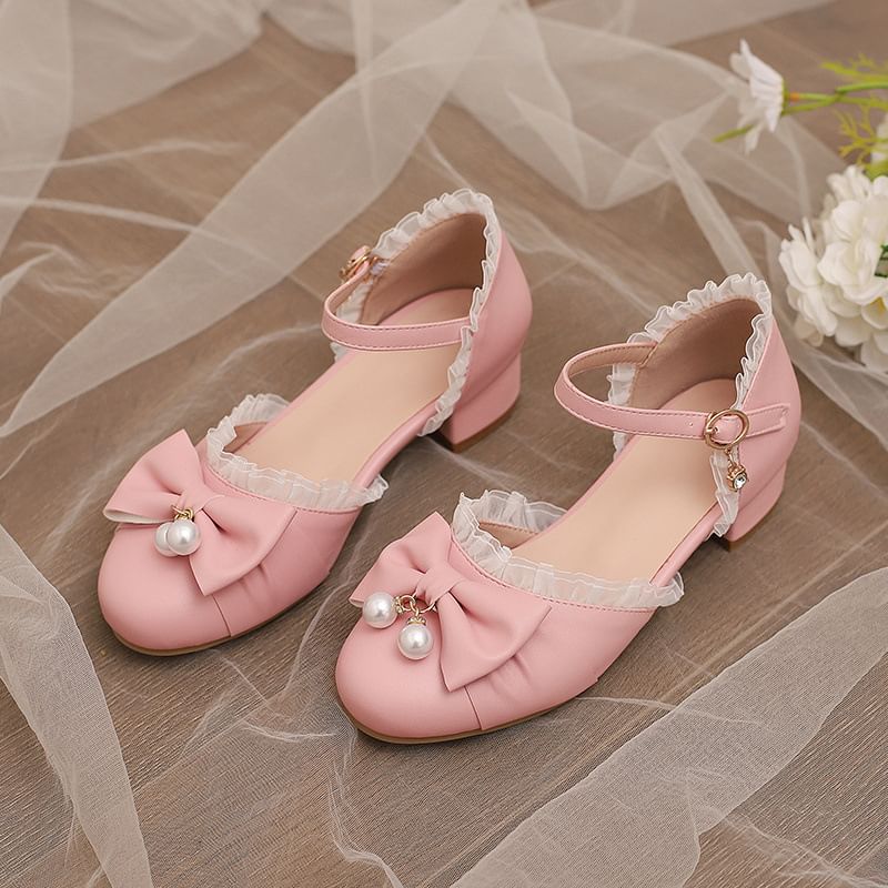 Bowknot Lace Trim D'Orsay Sandals