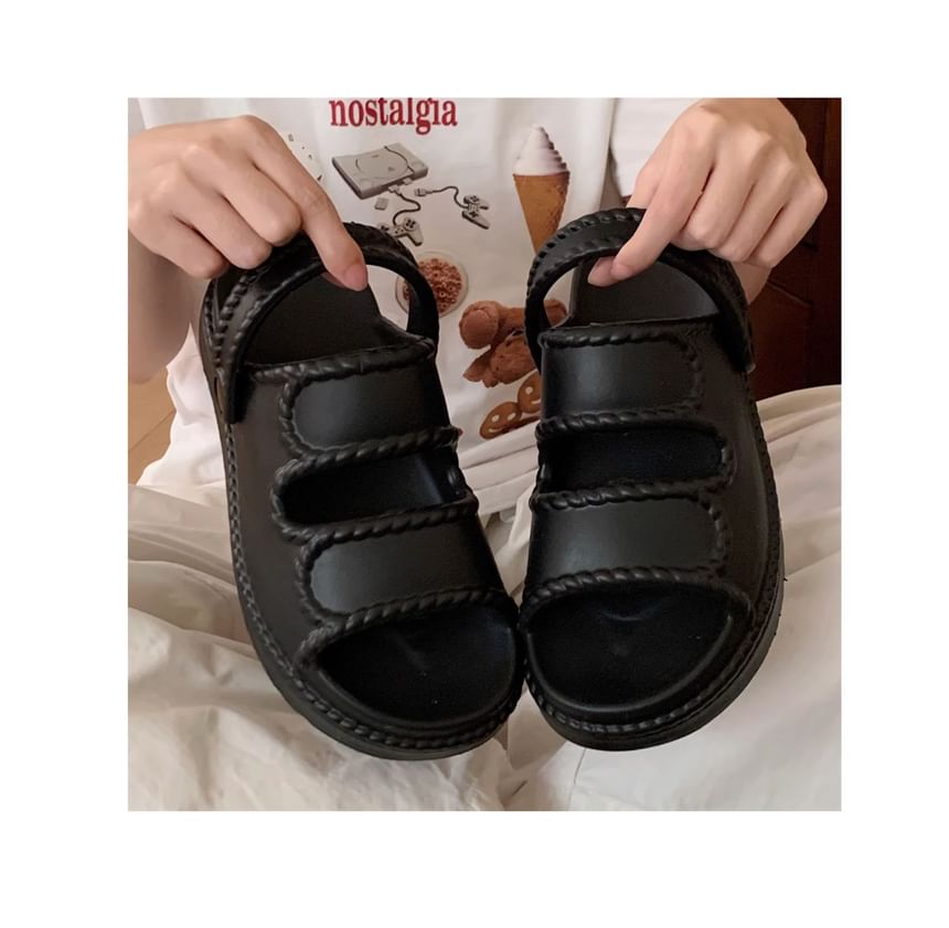 Faux Leather Adhesive Strap Platform Sandals