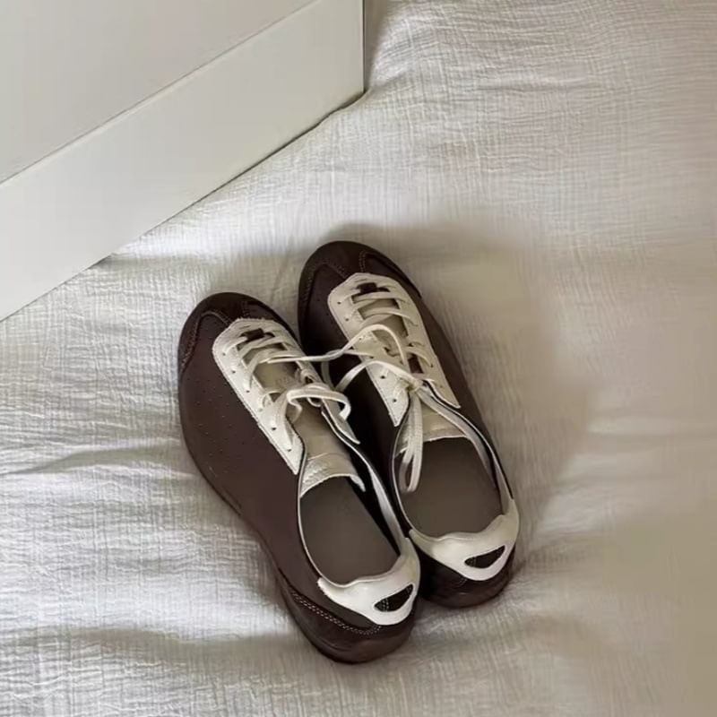 Tone Two Leather Sneakers Lace-Up Genuine