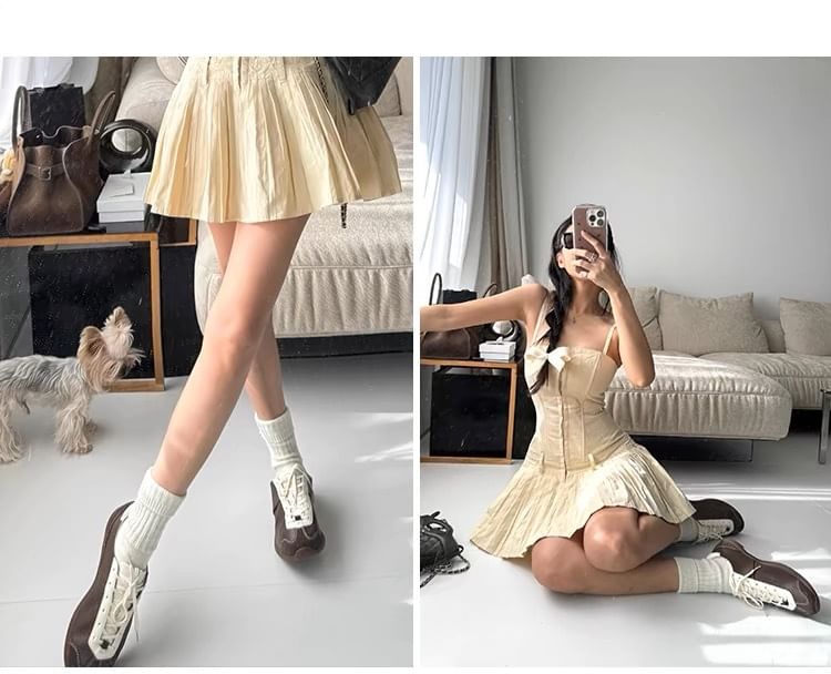 Tone Two Leather Sneakers Lace-Up Genuine