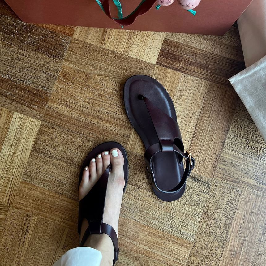 Slingback Leather Sandals Genuine Plain Thong
