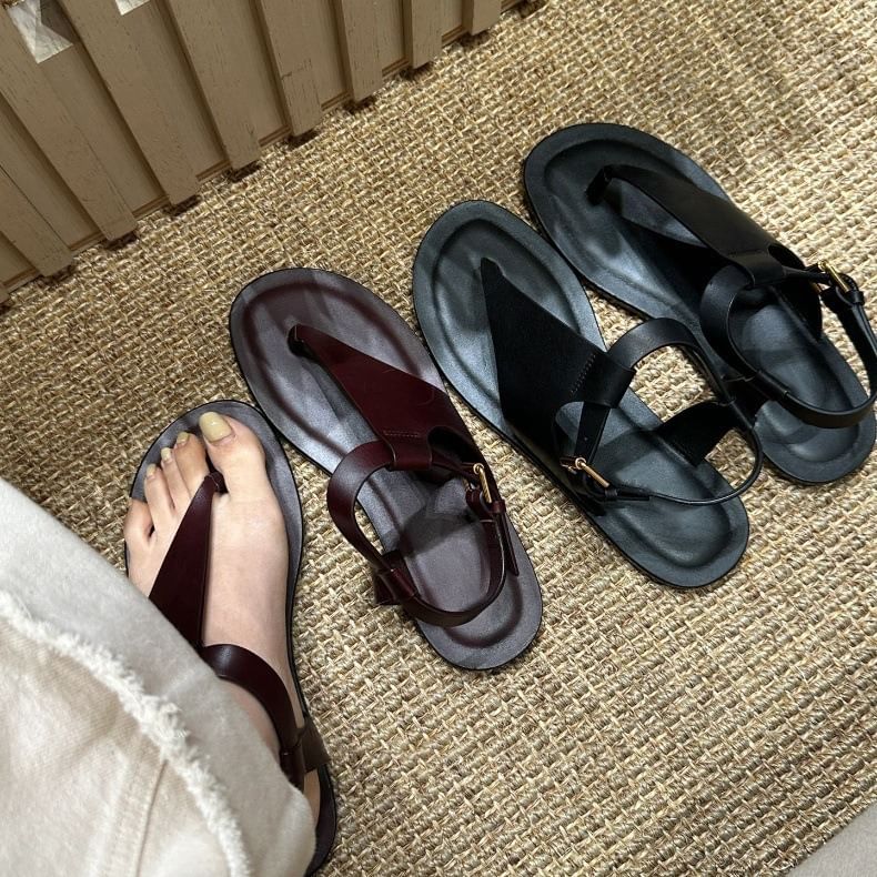 Slingback Leather Sandals Genuine Plain Thong