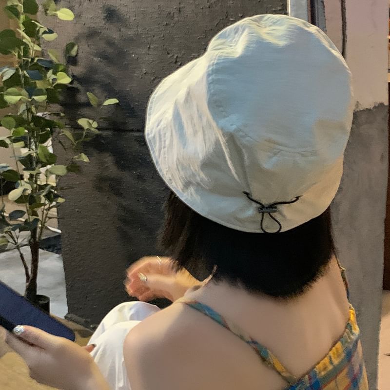 Cloche Drawstring Plain Hat