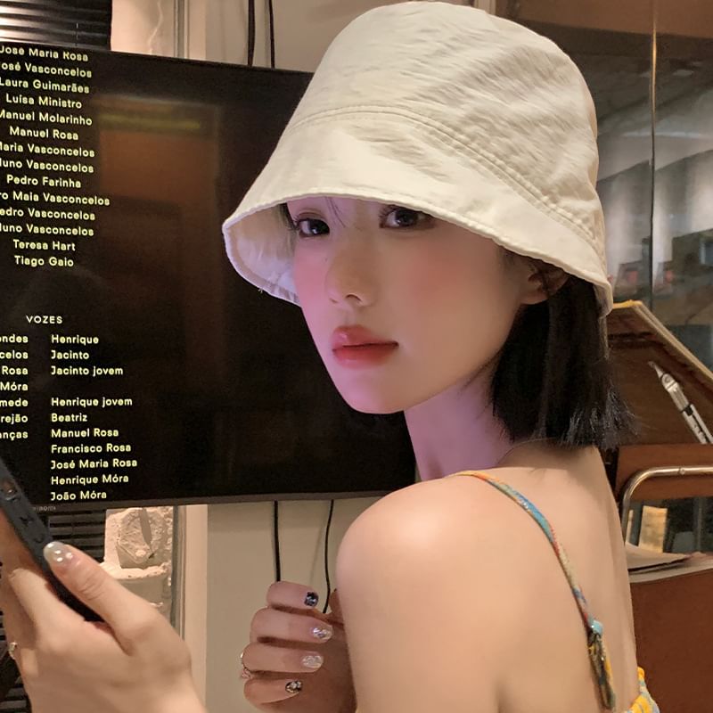 Cloche Drawstring Plain Hat