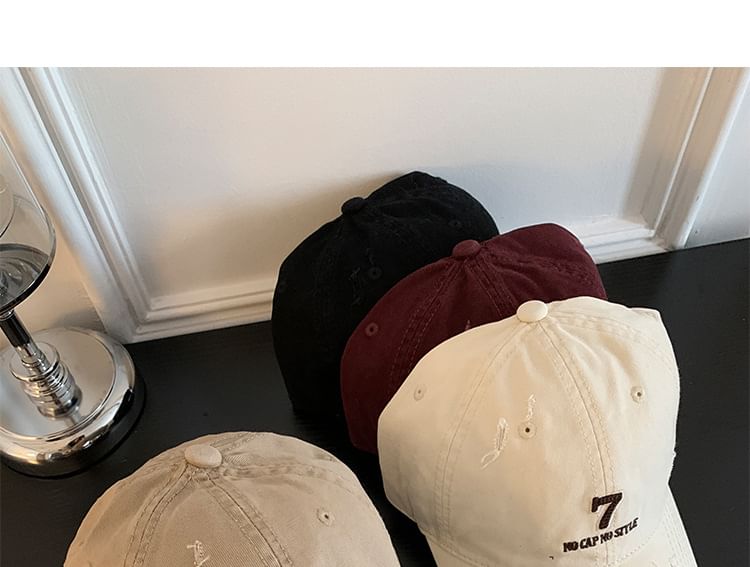 Distressed Embroidered Lettering Baseball Cap
