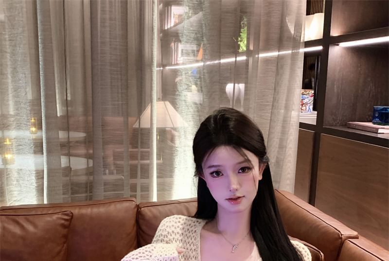 / Flower Strap V-Neck Crochet Bodycon Print Plain Cardigan Mini Dress Spaghetti