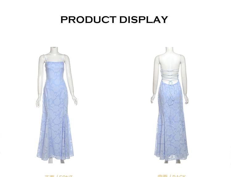 Spaghetti Strap Jacquard Maxi Mermaid Dress